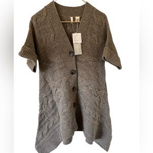 ANTHROPOLOGIE MOTH Wool Blend short sleeve long cardigan NWT